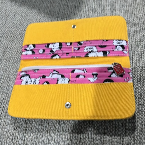 Angry Little Girls By Lela Lee Wallet yellow with red hearts blue text - Picture 9 of 9